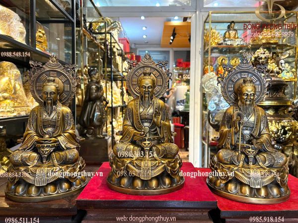 Tam thanh đạo giáo - Tam vị thánh tổ bằng đồng cao 36cm