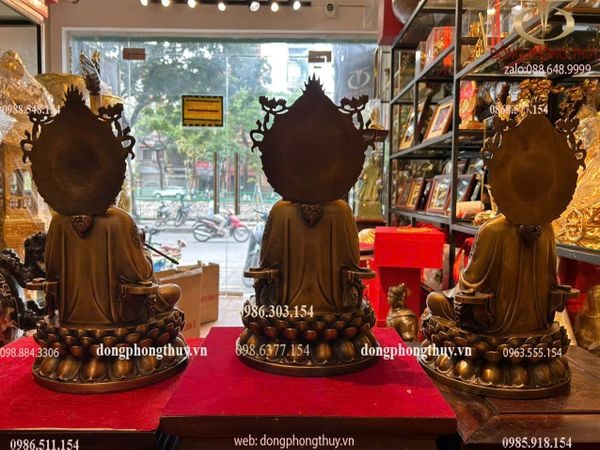 Tam thanh đạo giáo - Tam vị thánh tổ bằng đồng cao 36cm