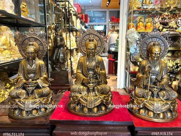 Tam thanh đạo giáo - Tam vị thánh tổ bằng đồng cao 36cm