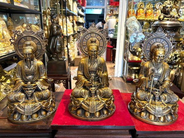 Tam thanh đạo giáo - Tam vị thánh tổ bằng đồng cao 36cm