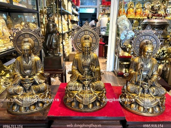 Tam thanh đạo giáo - Tam vị thánh tổ bằng đồng cao 36cm
