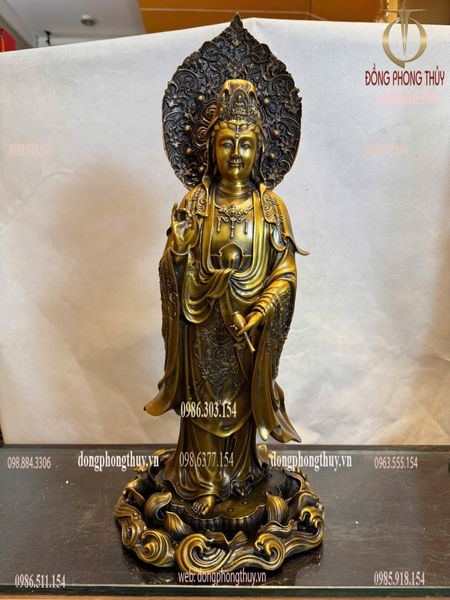 Tượng phật Tây Phương Tam Thánh bằng đồng cao 58cm
