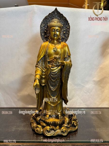 Tượng phật Tây Phương Tam Thánh bằng đồng cao 58cm