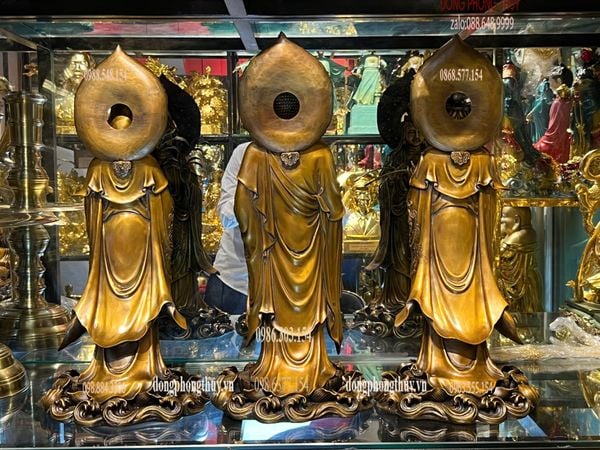 Tượng phật Tây Phương Tam Thánh cao 58cm bằng đồng