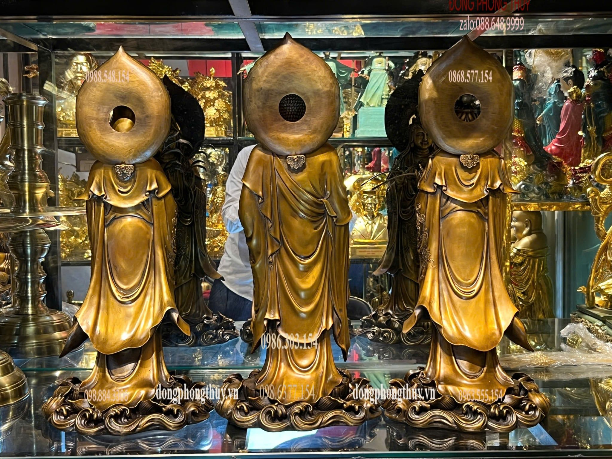 Tượng phật Tây Phương Tam Thánh cao 58cm bằng đồng