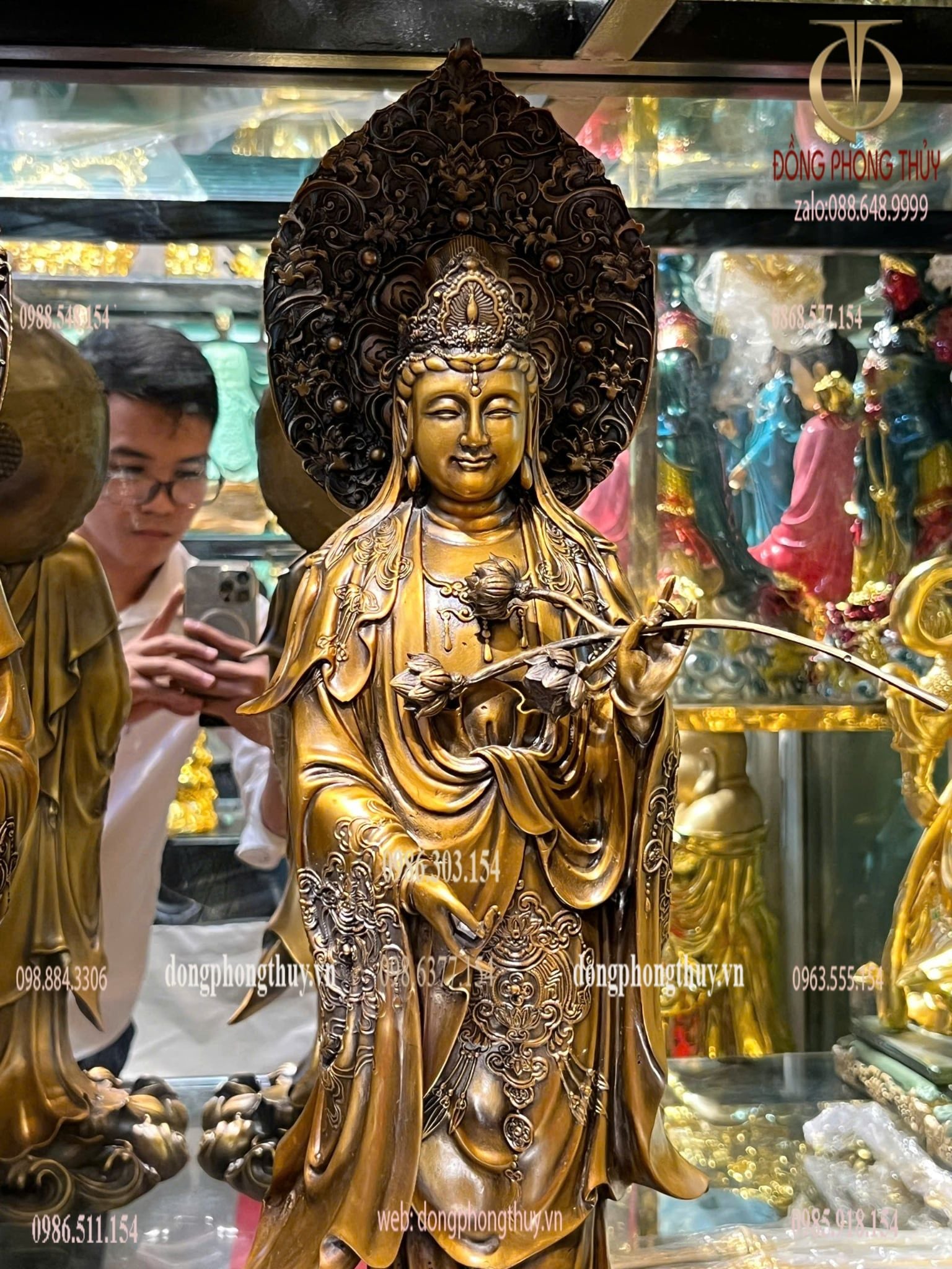 Tượng phật Tây Phương Tam Thánh cao 58cm bằng đồng