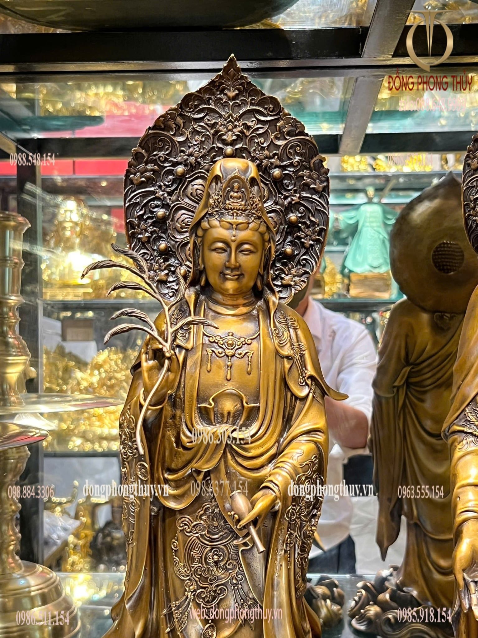 Tượng phật Tây Phương Tam Thánh cao 58cm bằng đồng