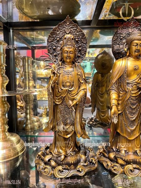 Tượng phật Tây Phương Tam Thánh cao 58cm bằng đồng