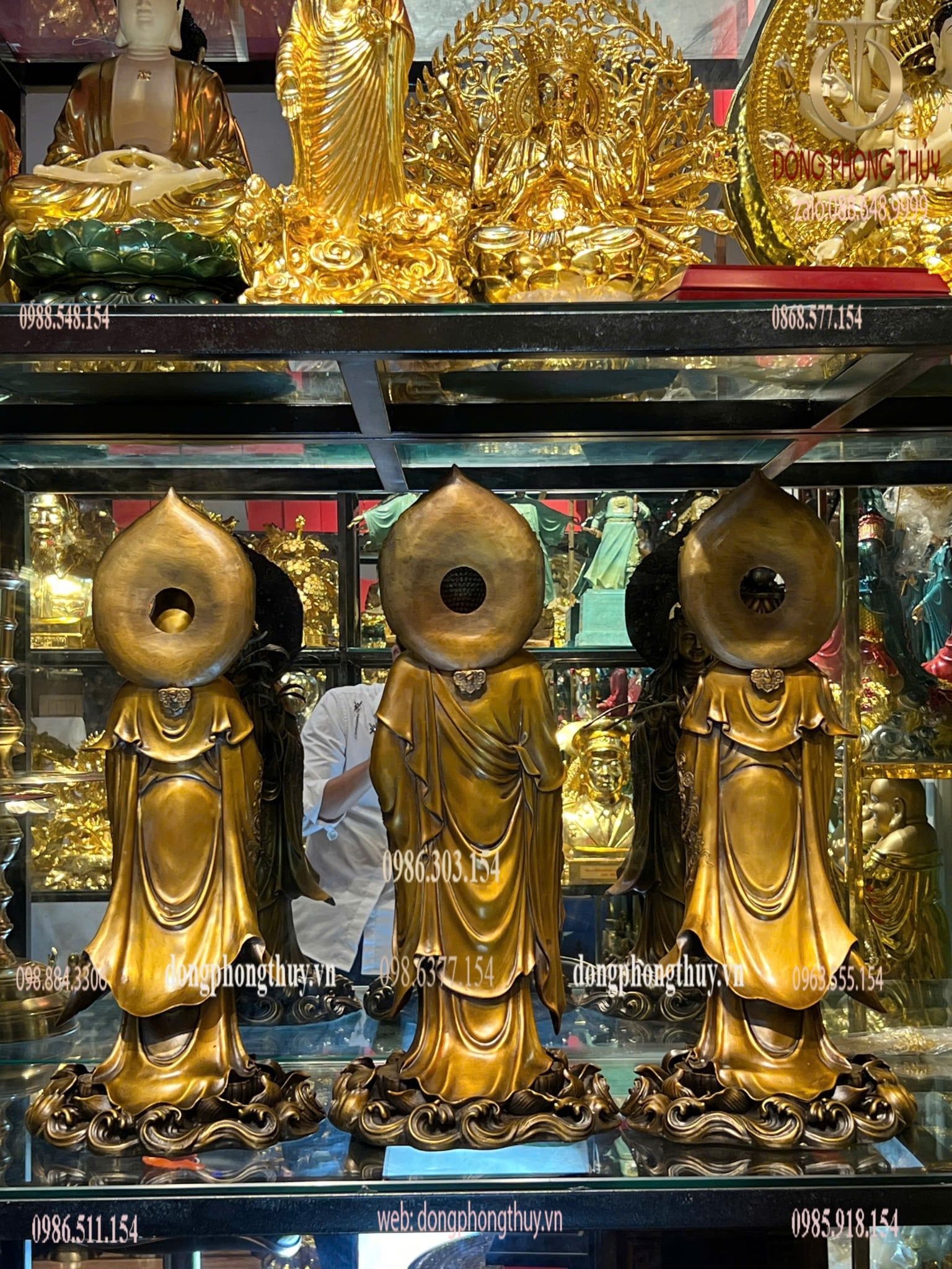 Tượng phật Tây Phương Tam Thánh cao 58cm bằng đồng