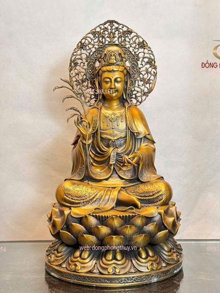 Tượng tây phương tam thánh bằng đồng cao 45cm màu hun nâu