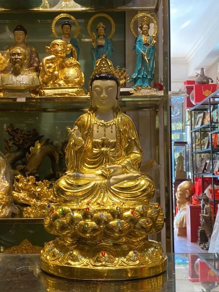 Tượng  tam thánh phật bằng đồng dát vàng