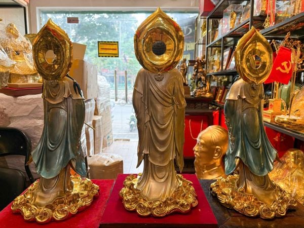Tượng Tây Phương Tam thánh cao 49cm bằng đồng