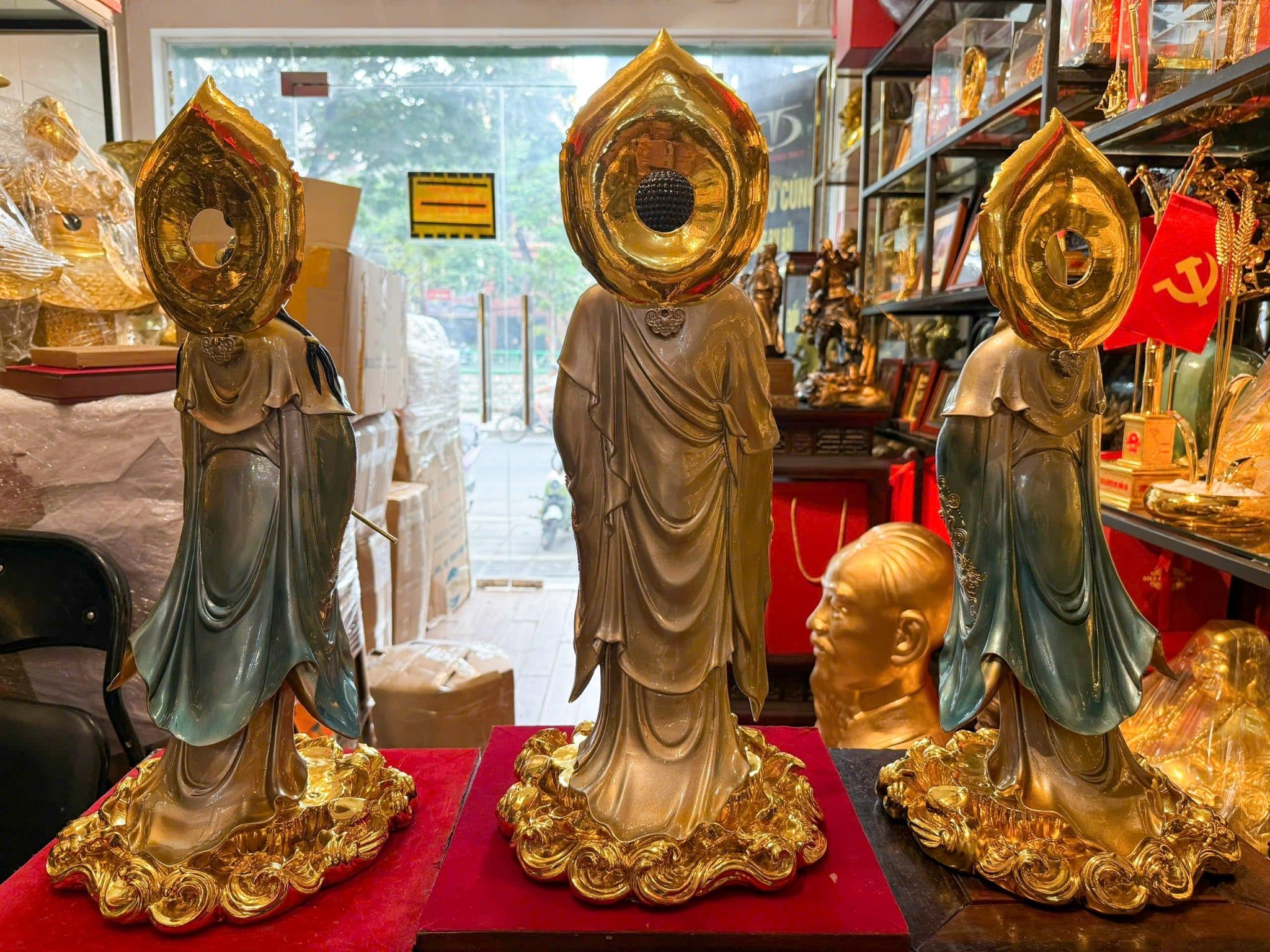 Tượng Tây Phương Tam thánh cao 49cm bằng đồng
