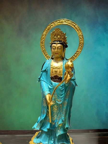 Tượng tây Phương Tam Thánh bằng đồng xanh Cao đến lá đề 45 nặng 15,5kg