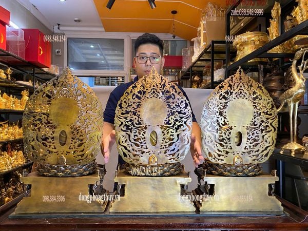 Tượng phật Tây Phương Tam Thánh bằng đồng cao 62cm