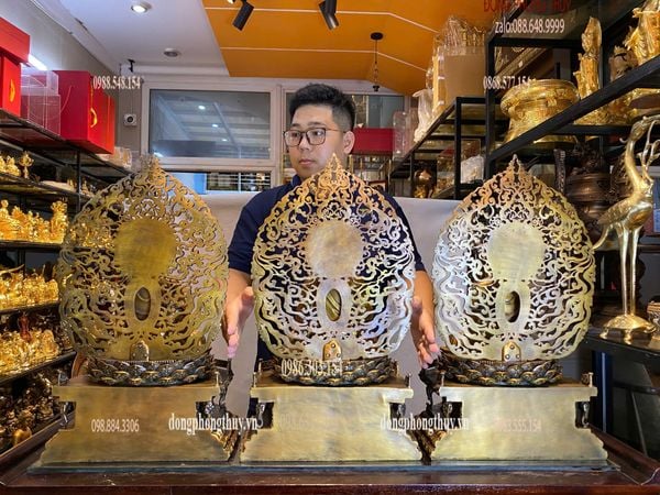Tượng phật Tây Phương Tam Thánh bằng đồng cao 62cm