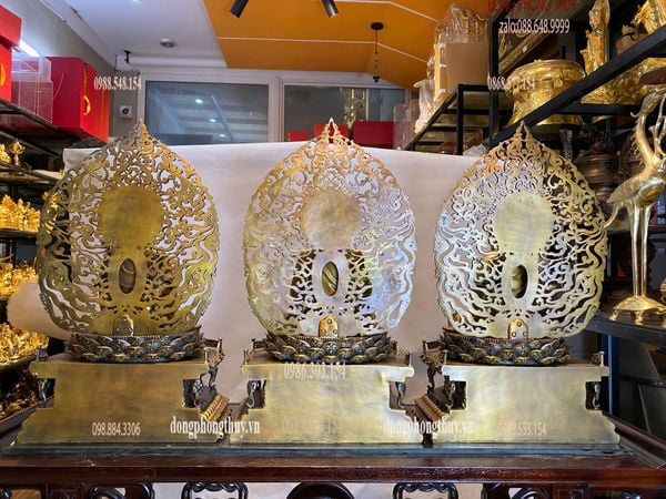 Tượng phật Tây Phương Tam Thánh bằng đồng cao 62cm