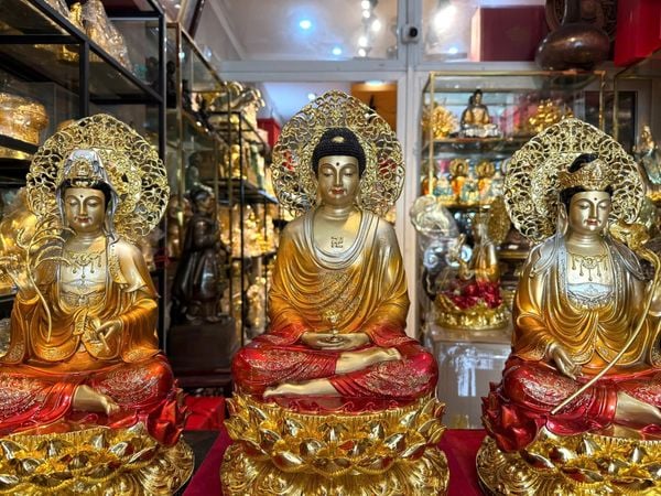 Tượng Tây Phương Tam thánh cao 45cm bằng đồng