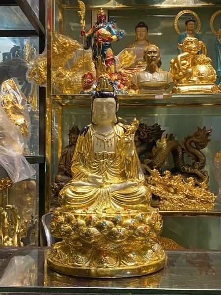 Tượng  tam thánh phật bằng đồng dát vàng