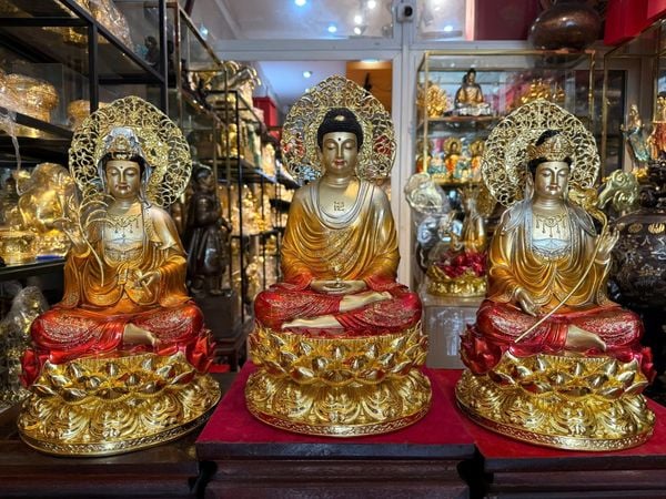Tượng Tây Phương Tam thánh cao 45cm bằng đồng