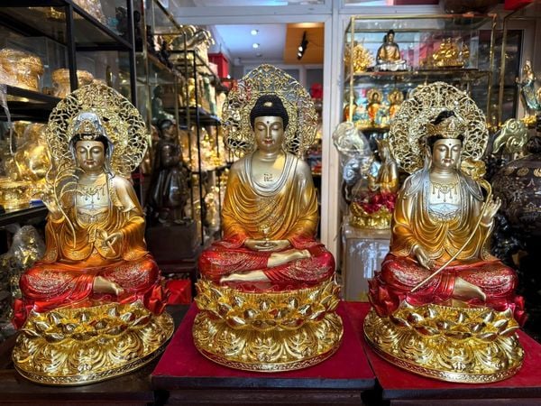 Tượng Tây Phương Tam thánh cao 45cm bằng đồng