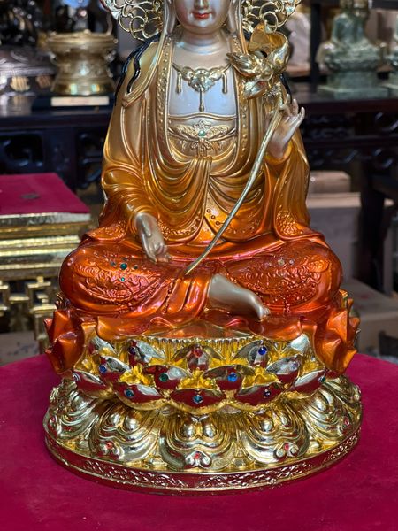 Tượng phật Đại thế chí bằng đồng cao 35cm nặng 6kg màu sắc độc quyền
