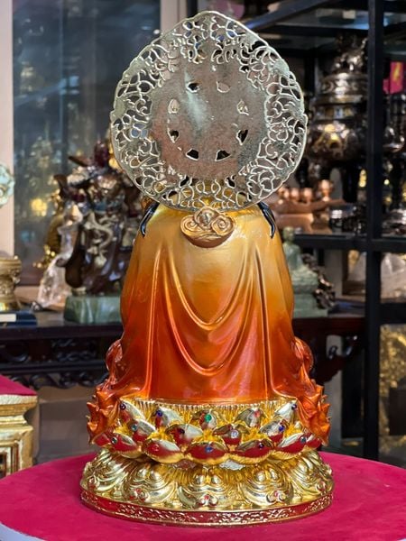 Tượng phật Đại thế chí bằng đồng cao 35cm nặng 6kg màu sắc độc quyền