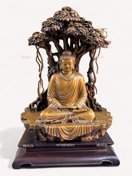 Tượng phật Thích Ca ngồi gốc bồ đề bằng đồng