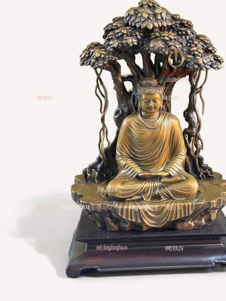 Tượng phật Thích Ca ngồi gốc bồ đề bằng đồng