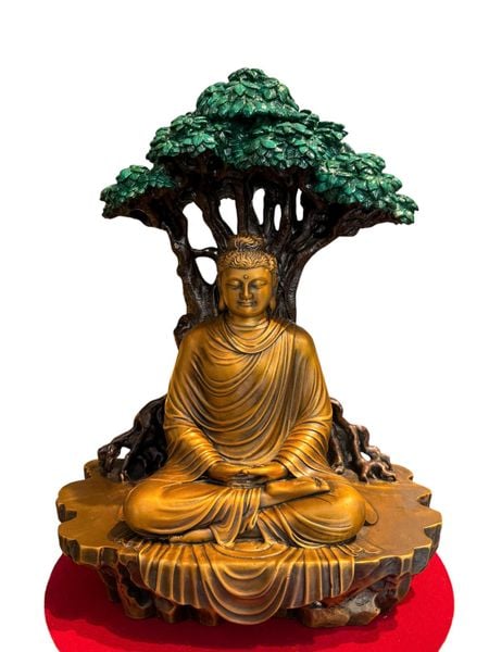 Tượng phật thích ca ngồi gốc bồ đề bằng đồng cao 42cm nặng 15kg