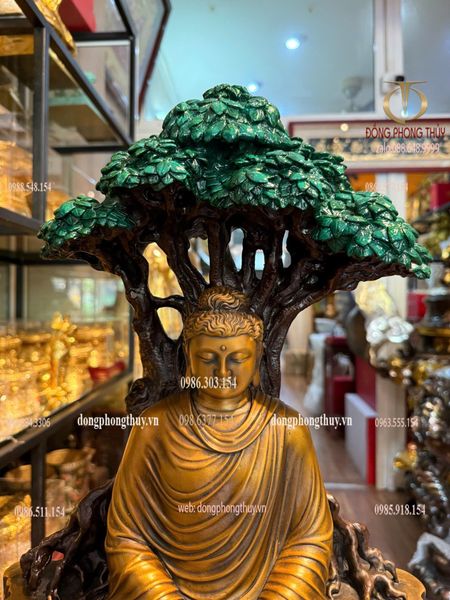 Tượng phật thích ca ngồi gốc bồ đề bằng đồng cao 42cm nặng 15kg