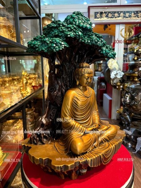 Tượng phật thích ca ngồi gốc bồ đề bằng đồng cao 42cm nặng 15kg