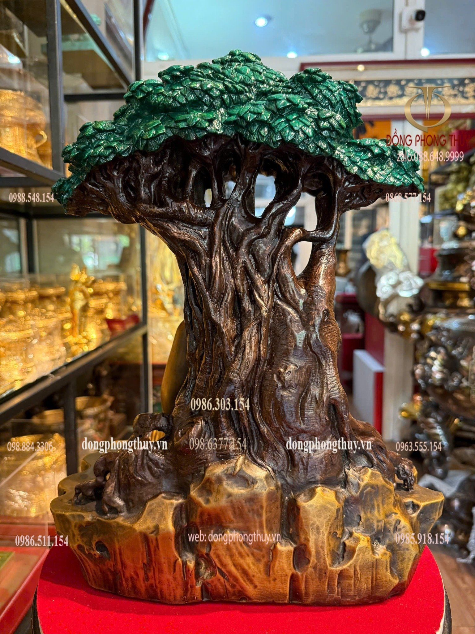 Tượng phật thích ca ngồi gốc bồ đề bằng đồng cao 42cm nặng 15kg