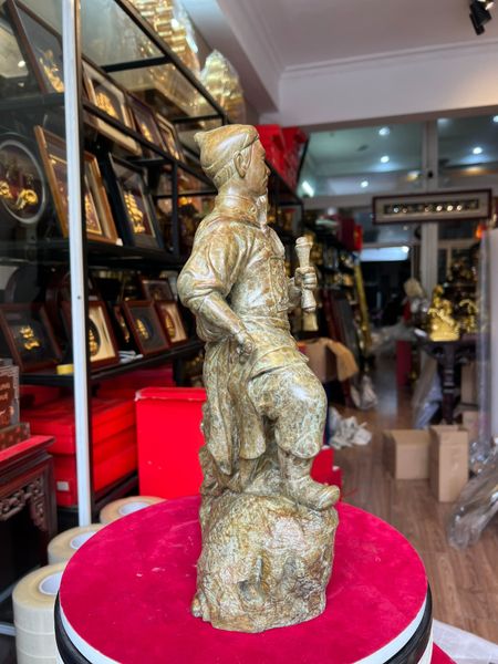 Tượng Trần Quốc Tuấn cao 42cm nặng 7kg bằng đồng Patina xanh rêu cổ loang vân hỏa biến