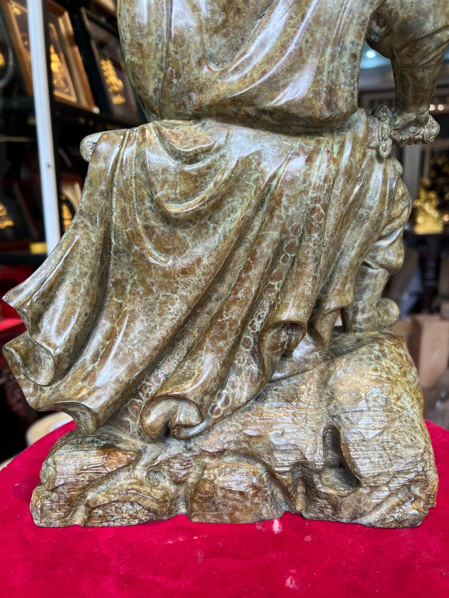 Tượng Trần Quốc Tuấn cao 42cm nặng 7kg bằng đồng Patina xanh rêu cổ loang vân hỏa biến