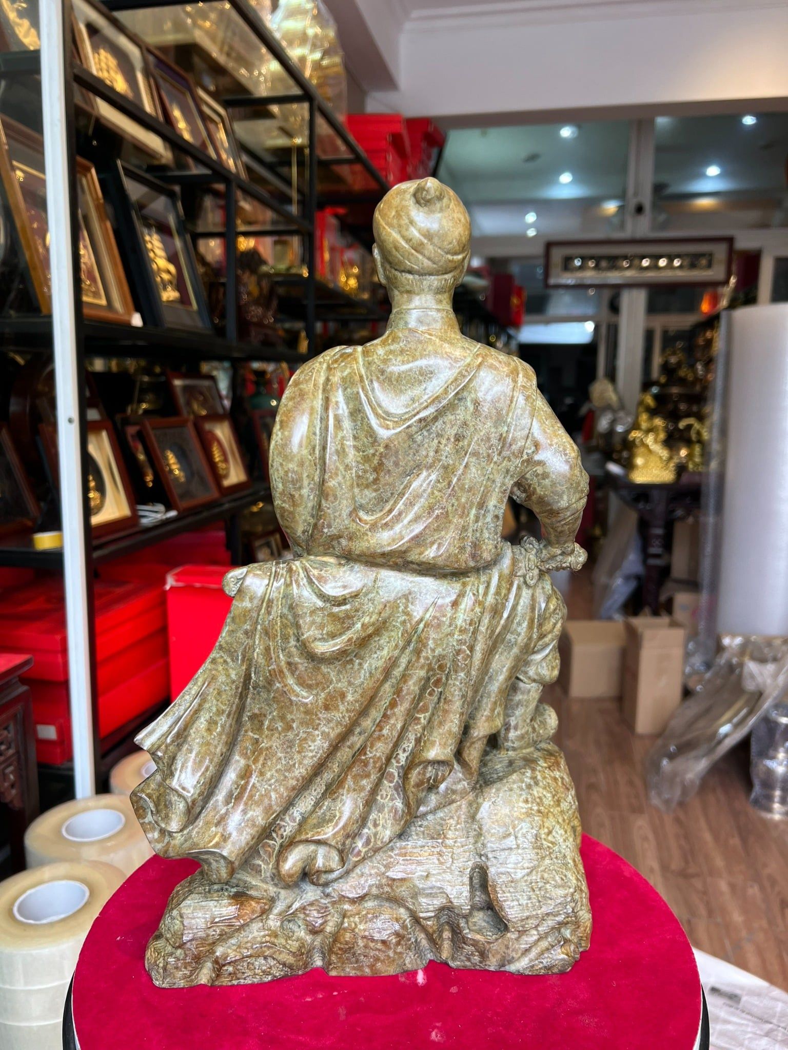 Tượng Trần Quốc Tuấn cao 42cm nặng 7kg bằng đồng Patina xanh rêu cổ loang vân hỏa biến