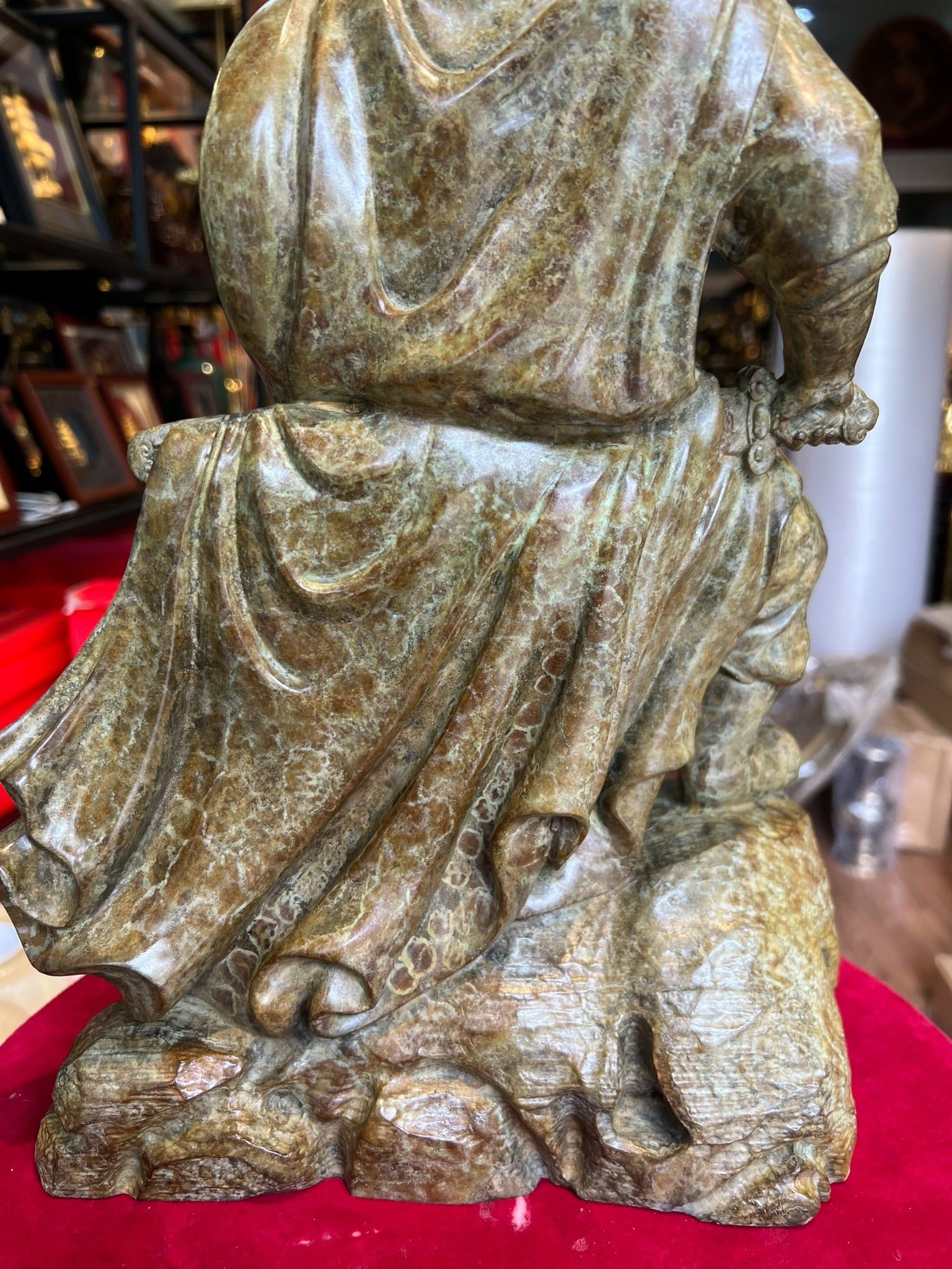 Tượng Trần Quốc Tuấn cao 42cm nặng 7kg bằng đồng Patina xanh rêu cổ loang vân hỏa biến