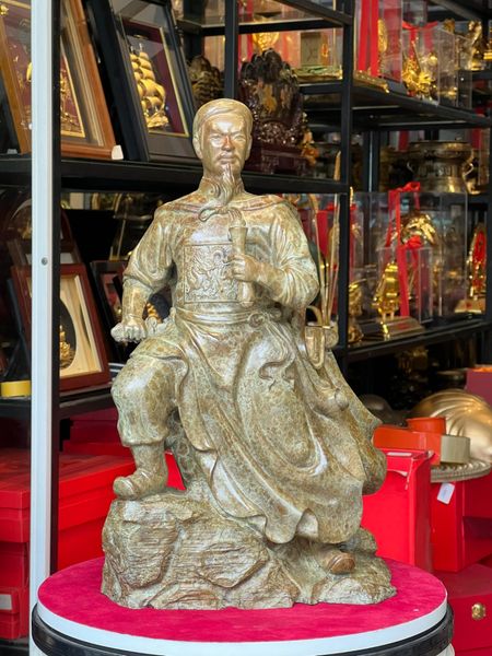 Tượng Trần Quốc Tuấn cao 42cm nặng 7kg bằng đồng Patina xanh rêu cổ loang vân hỏa biến