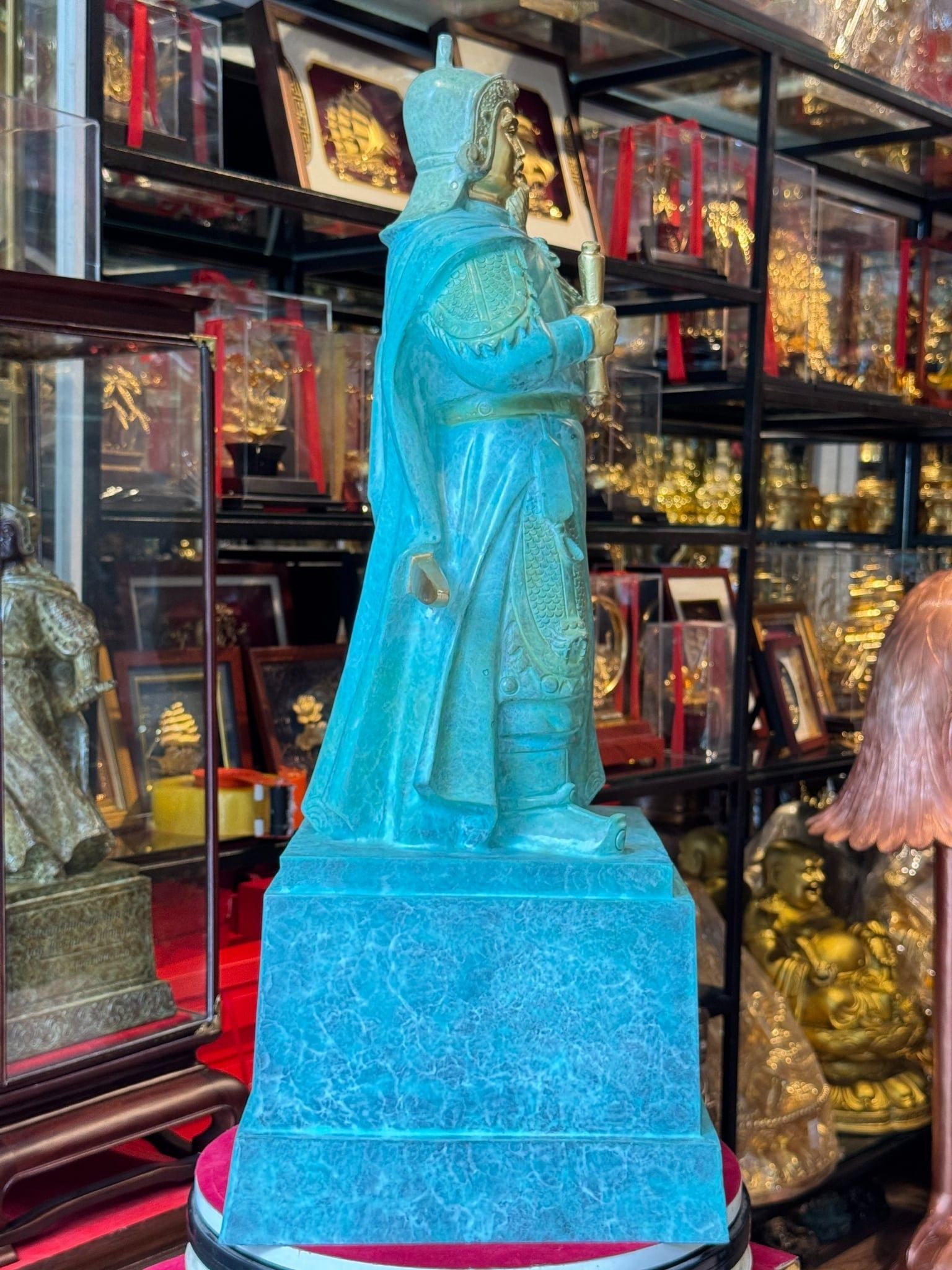 Tượng Quốc Công Tiết Chế Hưng Đạo Vương patina xanh ngọc lục bích