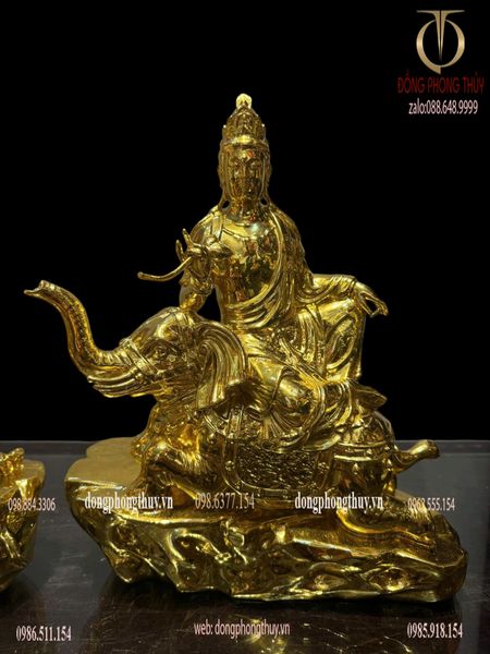 Văn thù sư lợi-phổ hiền bồ tát bằng đồng dát vàng