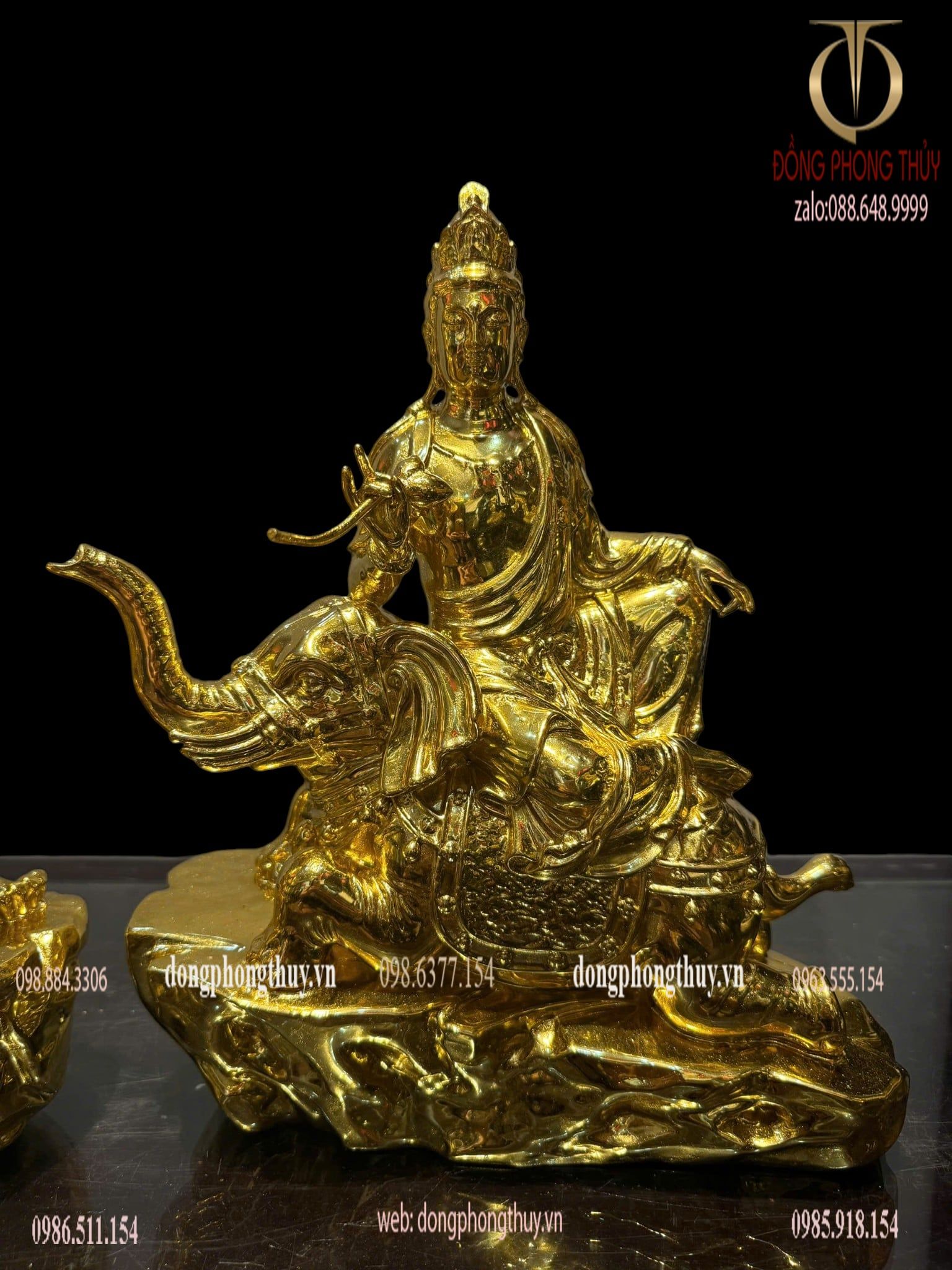 Văn thù sư lợi-phổ hiền bồ tát bằng đồng dát vàng