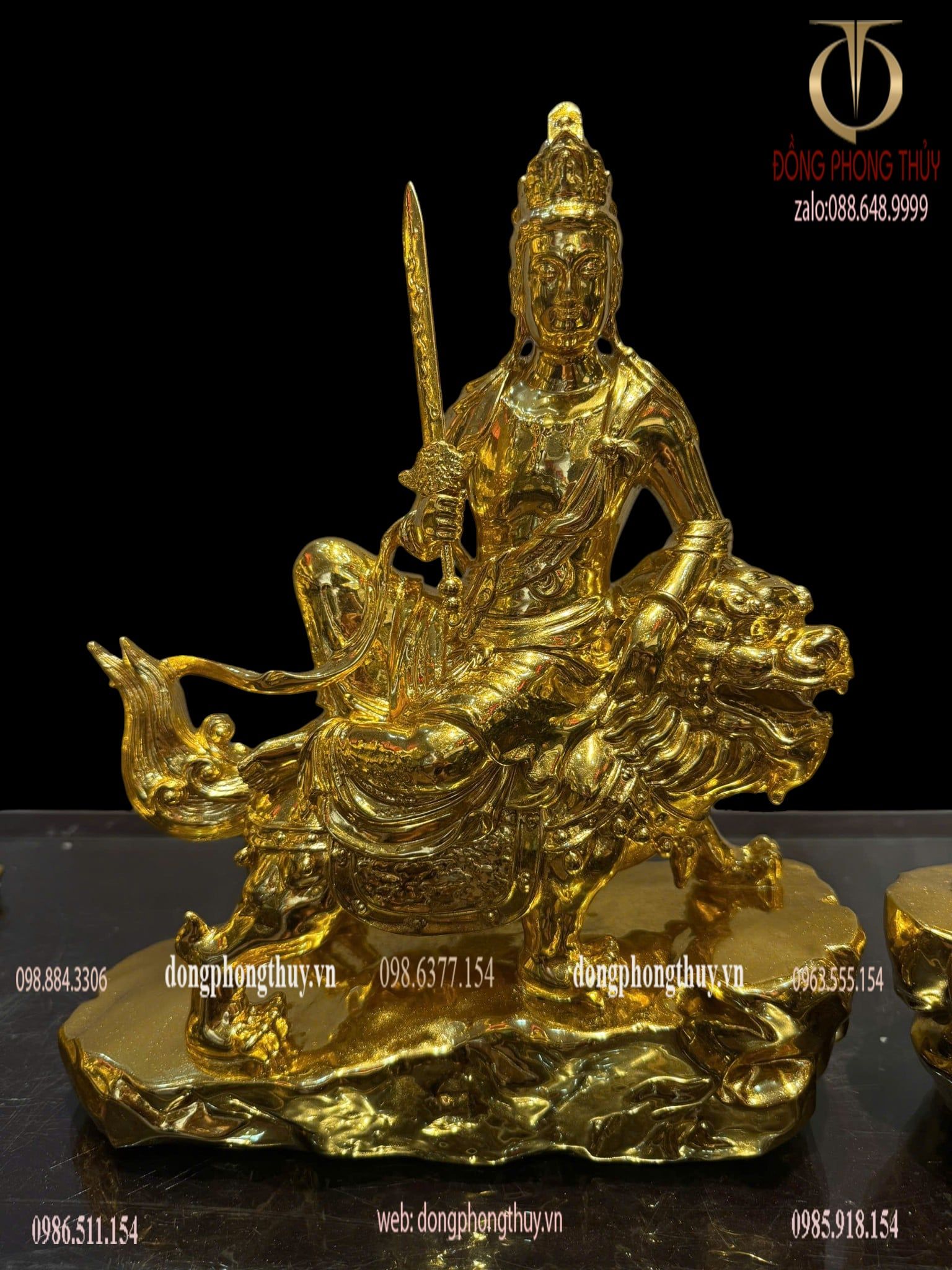 Văn thù sư lợi-phổ hiền bồ tát bằng đồng dát vàng