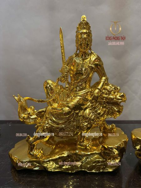 Tượng văn thù sư lợi-phổ hiền bồ tát bằng đồng dát vàng