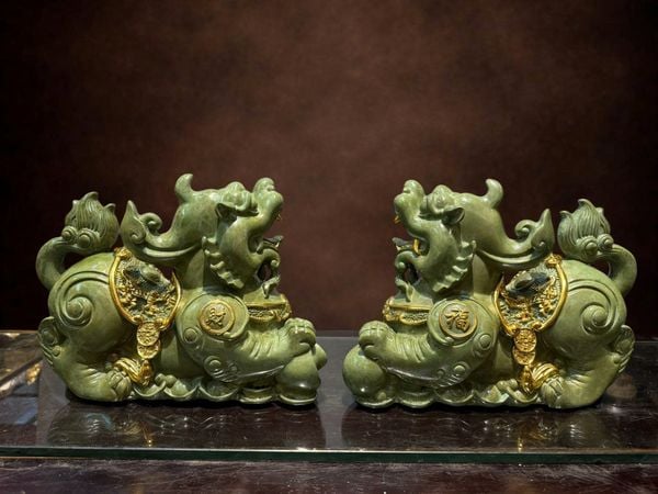 Đôi tỳ hưu bằng đồng patina