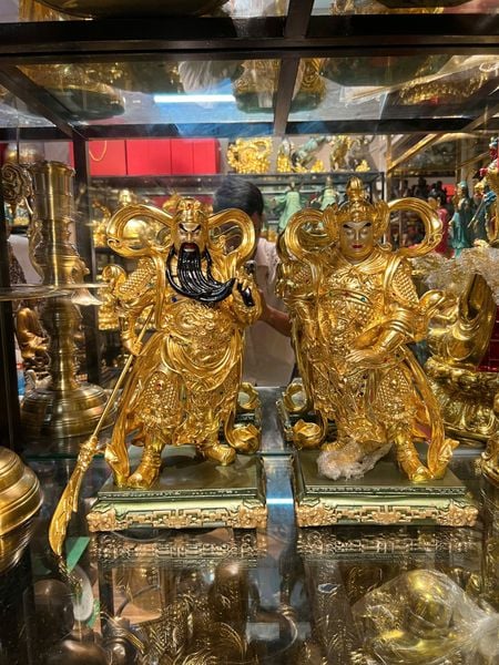 Tượng Vi Đà -Già Lam hộ pháp bằng đồng dát vàng 24k