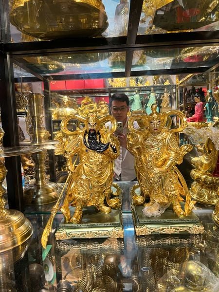 Tượng Vi Đà -Già Lam hộ pháp bằng đồng dát vàng 24k