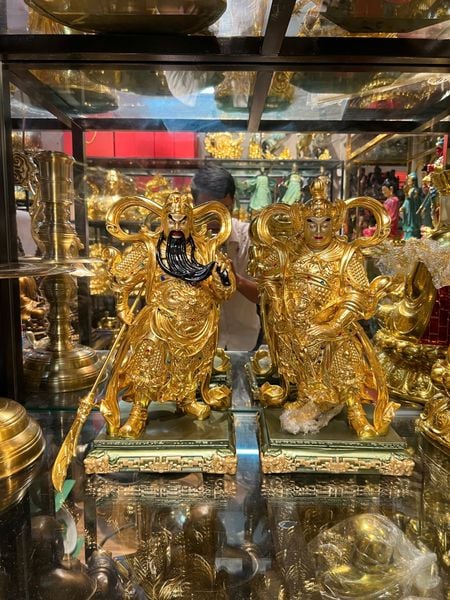 Tượng Vi Đà -Già Lam hộ pháp bằng đồng dát vàng 24k