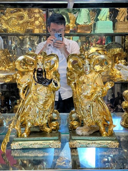 Tượng Vi Đà -Già Lam hộ pháp bằng đồng dát vàng 24k