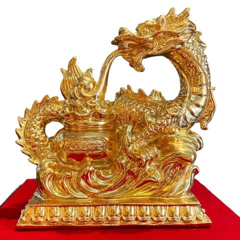 Tượng rồng mạ vàng 24k hũ tiền