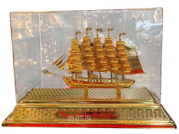 Quà tặng vip -  quà tặng sếp -mô hình thuyền mạ vàng 24k